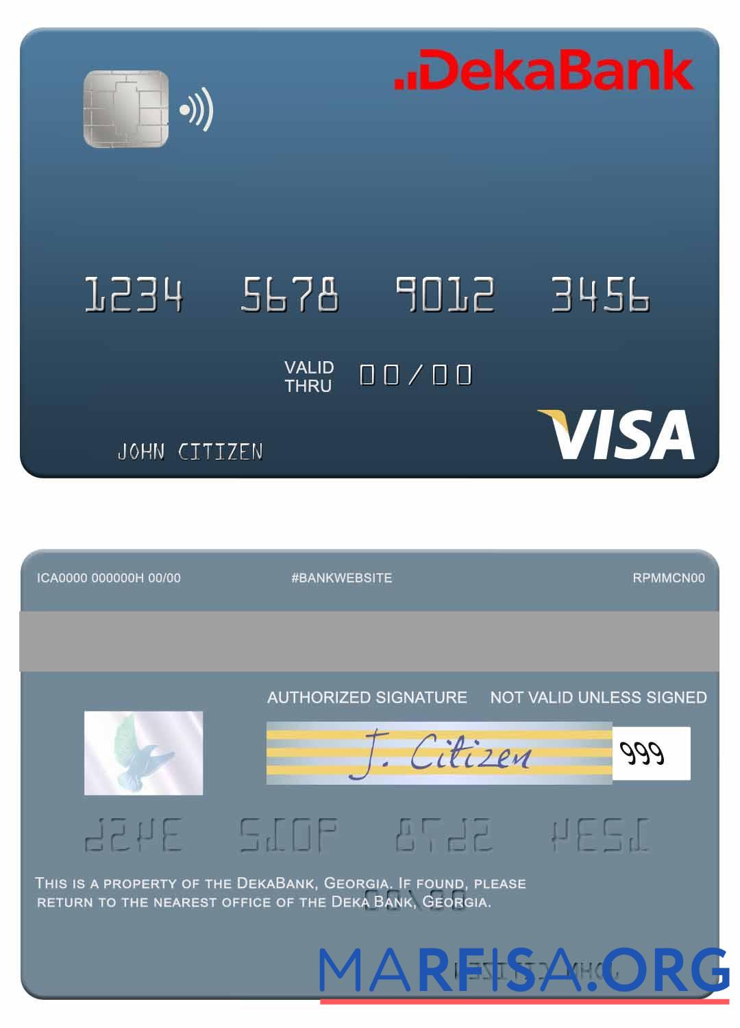 Downloadable Germany Deka Bank visa debit card example